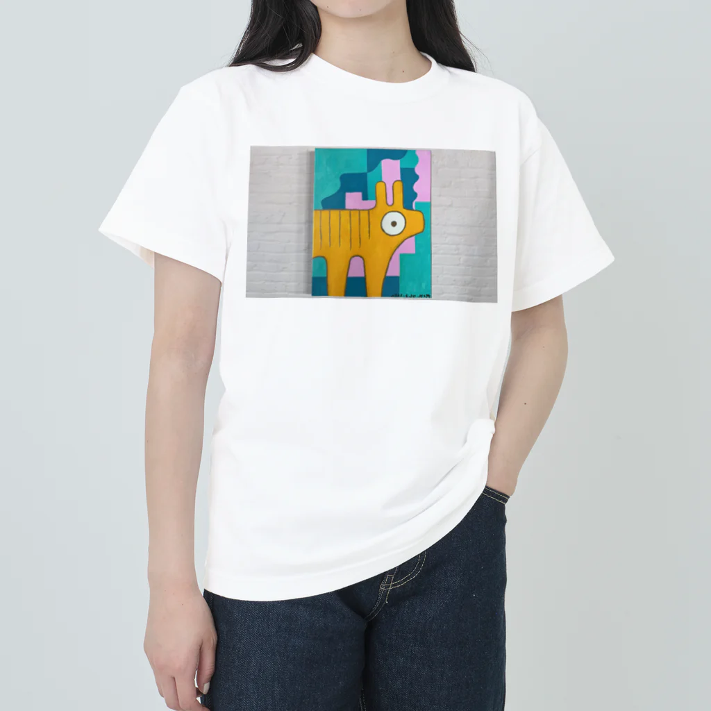 little pandaの「自分の事をシマウマと勘違いしているアルパカの肖像画」 Heavyweight T-Shirt