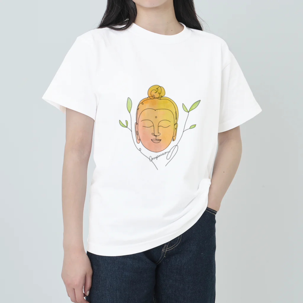 ドリゼラのおみやげ販売所のCompassion Buddha -オレンジ- ヘビーウェイトTシャツ