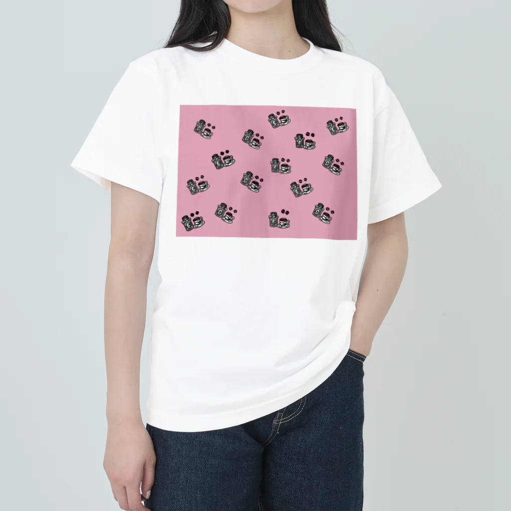 greetenの珈琲好きカフェ　ピンク Heavyweight T-Shirt