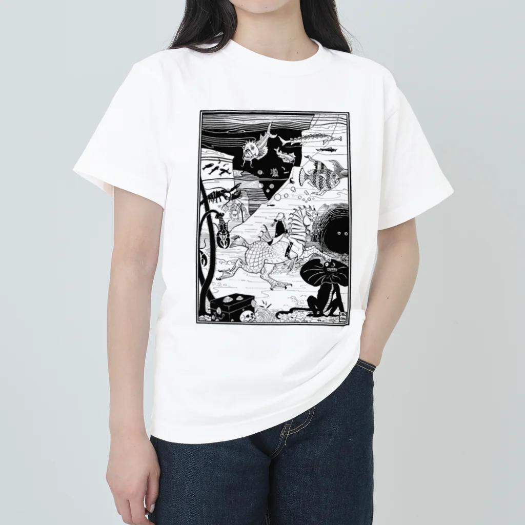 Saza-nami Antique designの深海王国・ブラックライン ヘビーウェイトTシャツ