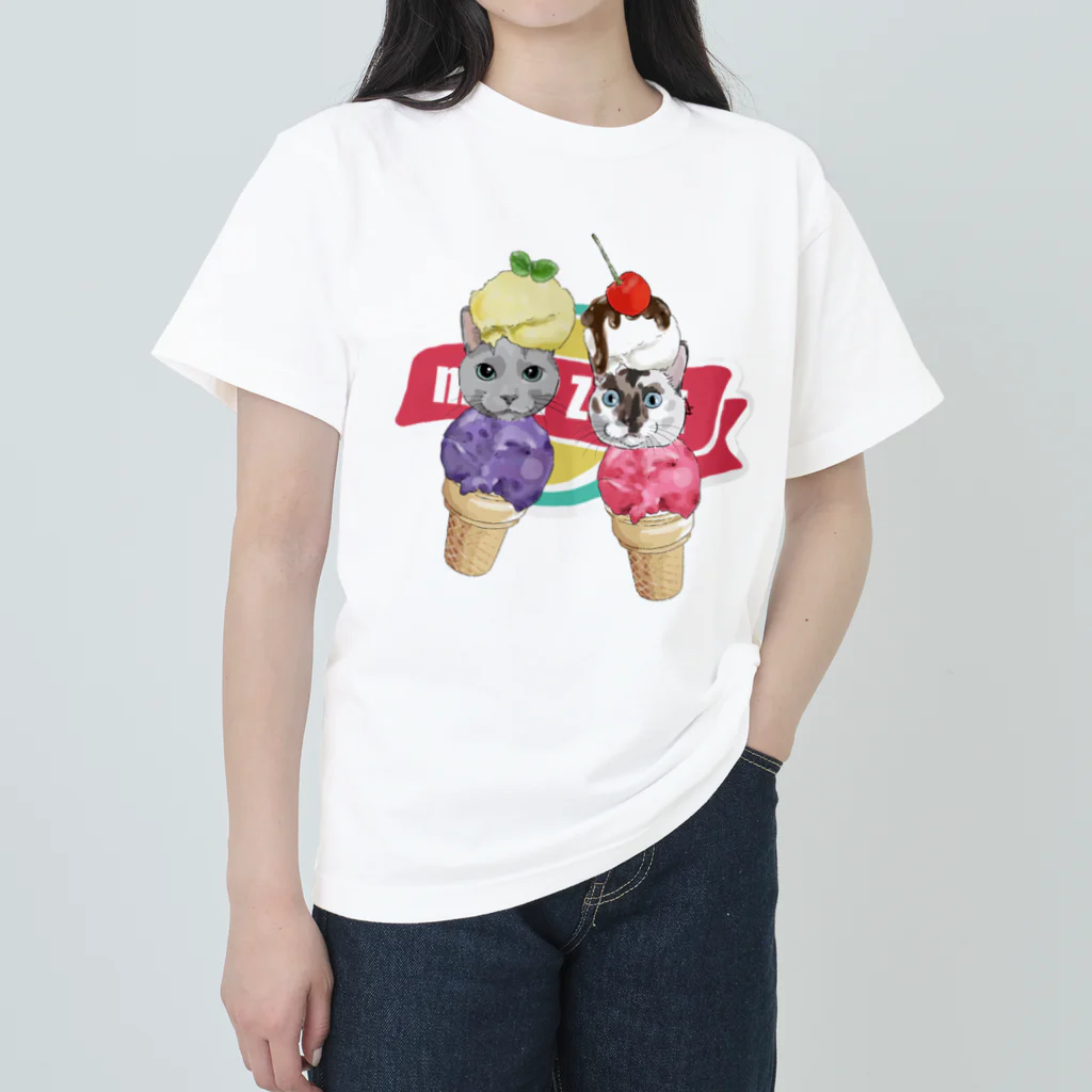 みきぞーん｜保護猫 ミッキー画伯と肉球とおともだちのmomo & rin Heavyweight T-Shirt