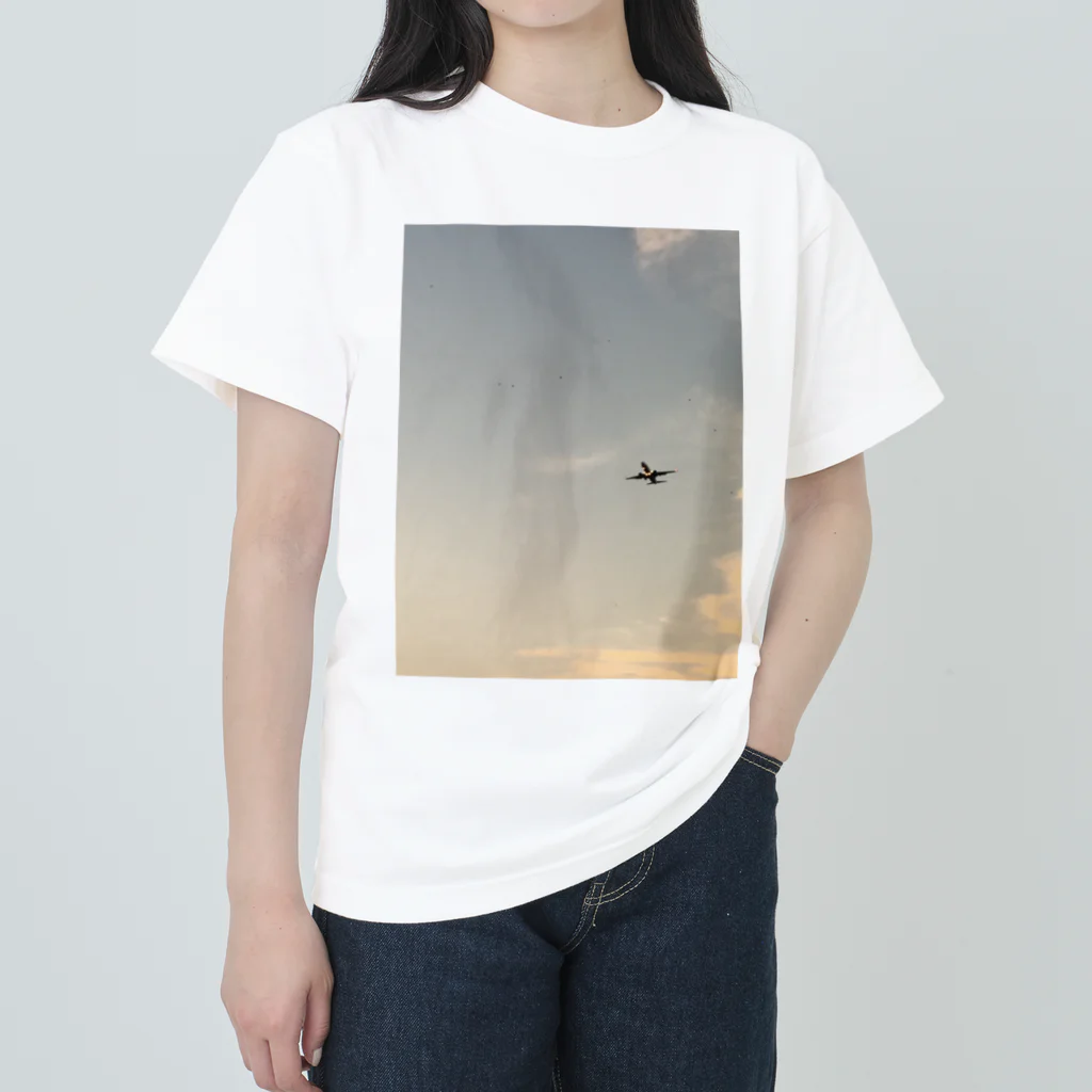 beautiful world of wordsの帰省する飛行機 ヘビーウェイトTシャツ