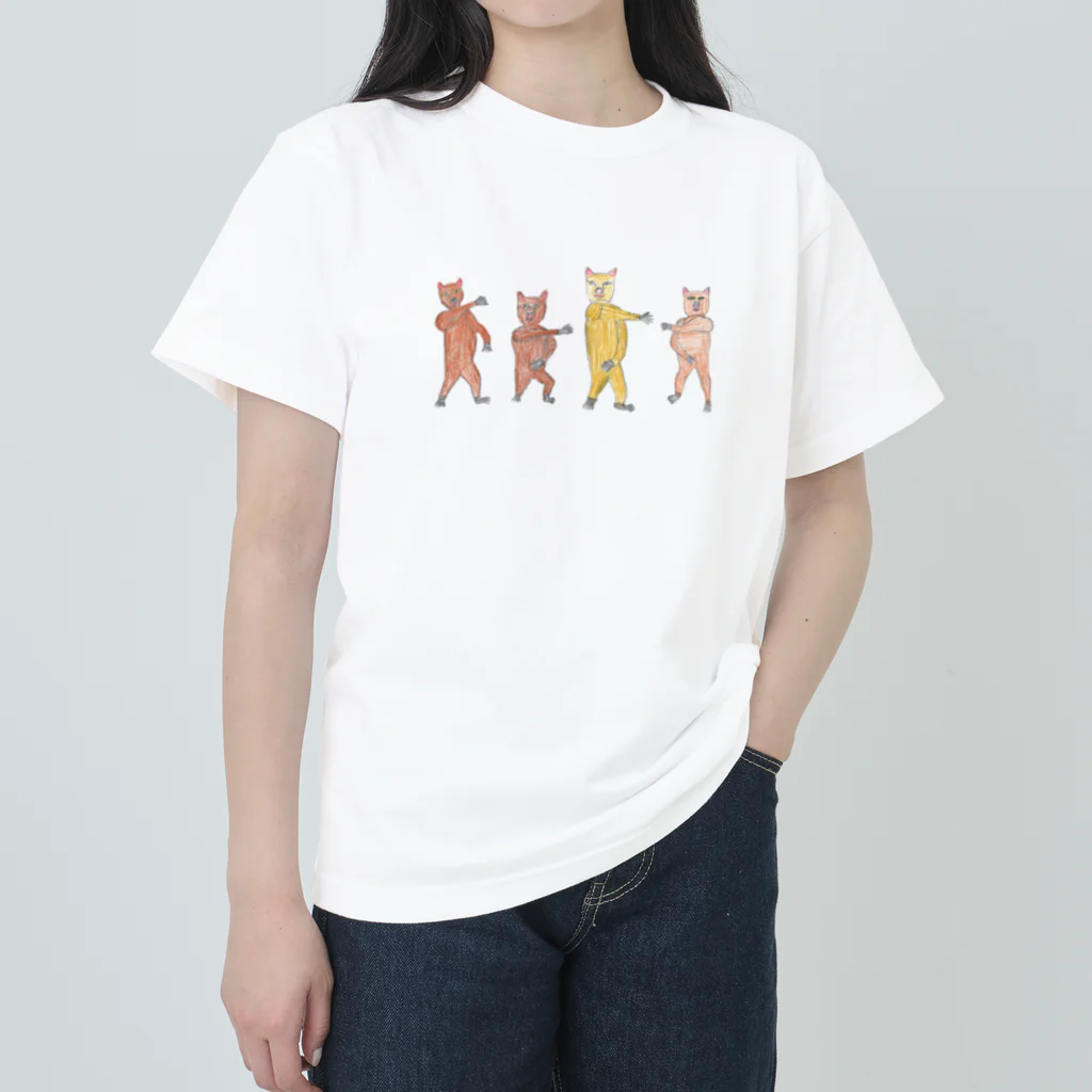 めじろ作業所のダンシングクマヘビーウェイトTシャツ001 Heavyweight T-Shirt