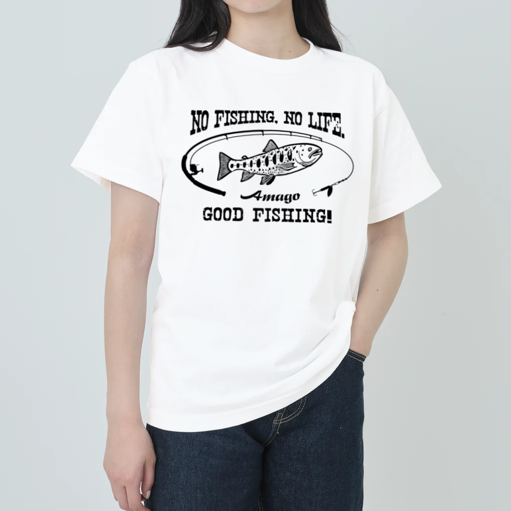 猫と釣り人のアマゴ_8K ヘビーウェイトTシャツ