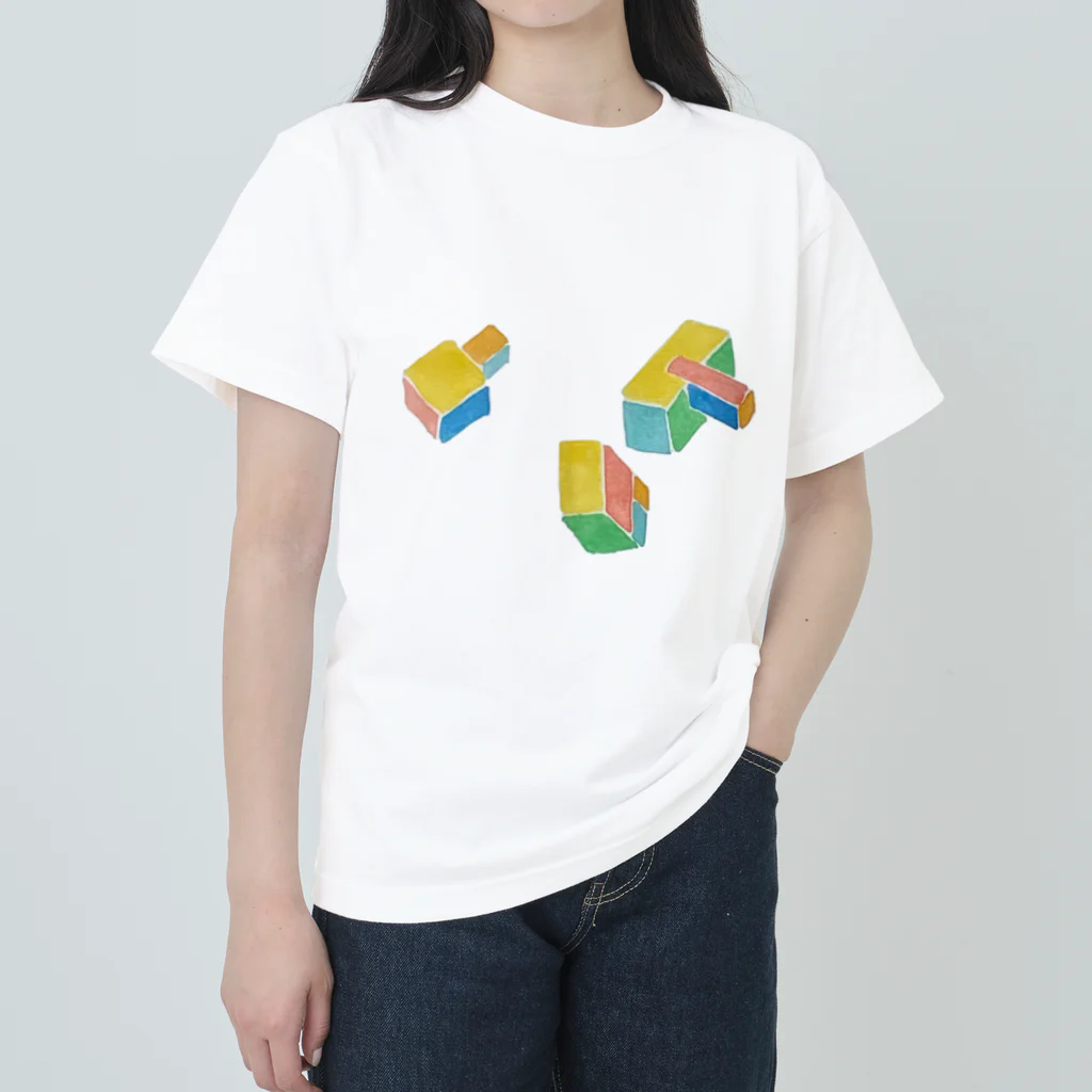 賽目振の積まれたり刺さったりcolorぶろっく ヘビーウェイトTシャツ