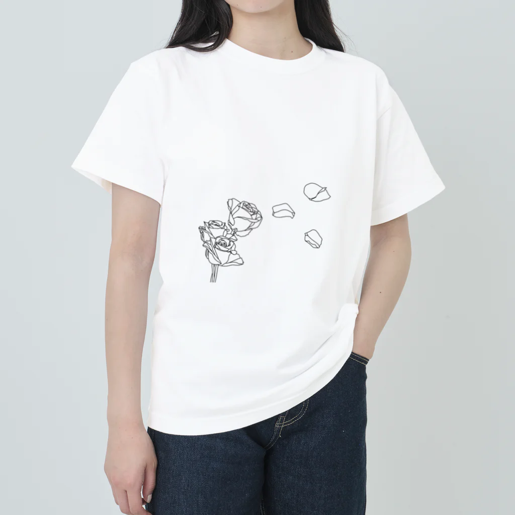 J's egg gardenの植物シリーズ　バラ　－花びら－ ヘビーウェイトTシャツ