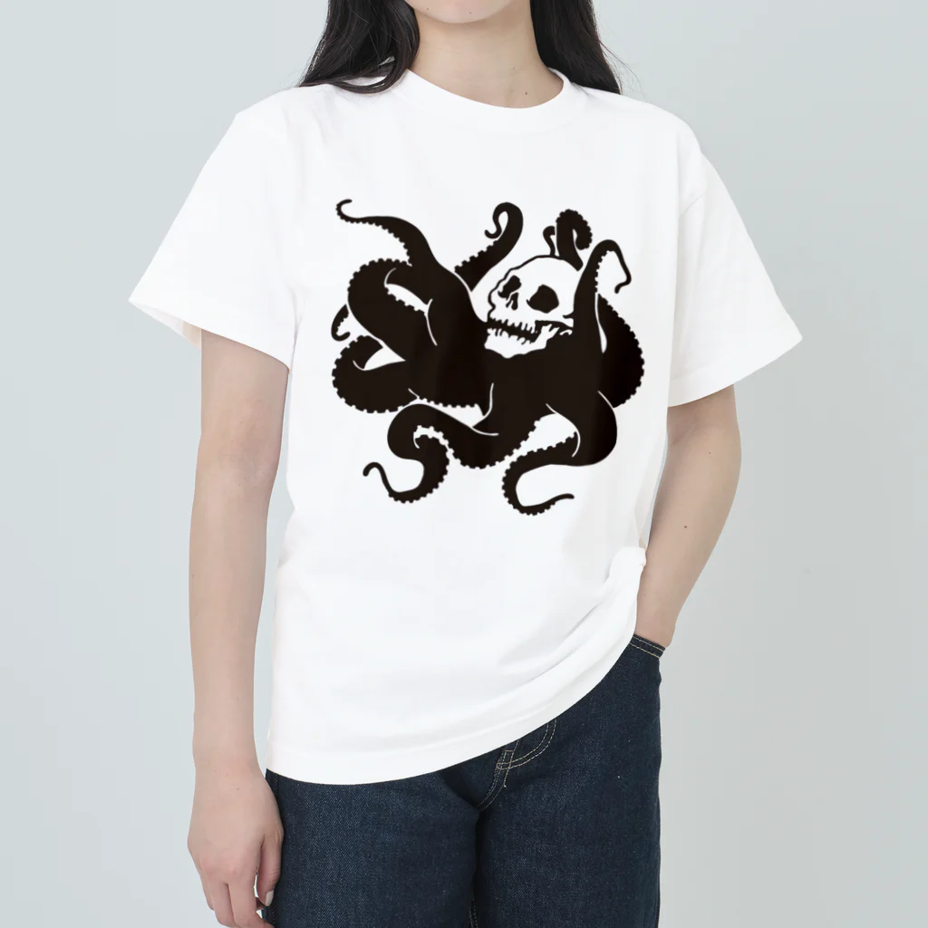 #眠れる怖い話のシンプル眠蛸 ヘビーウェイトTシャツ