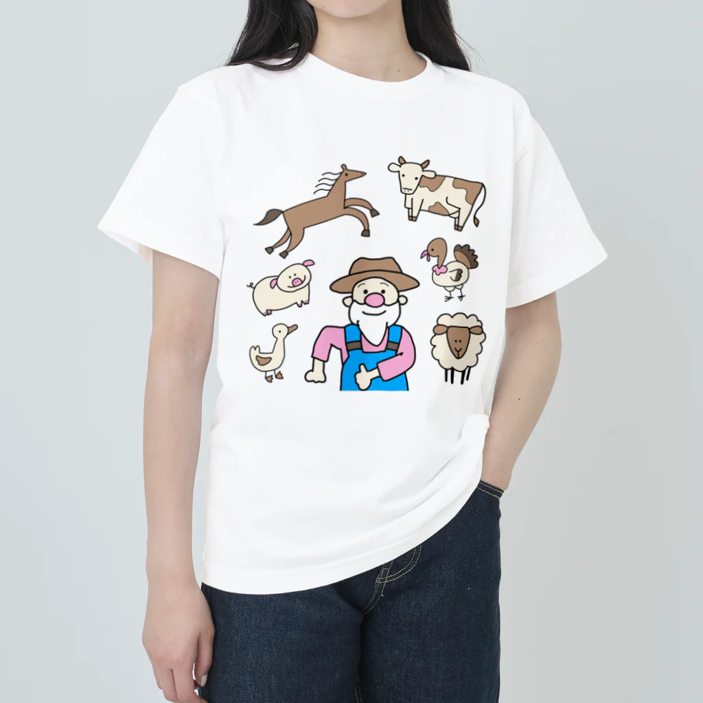 aiai_eigoのOld MacDonald had a farm【親子英語応援Tシャツ・グッズ】 Heavyweight T-Shirt