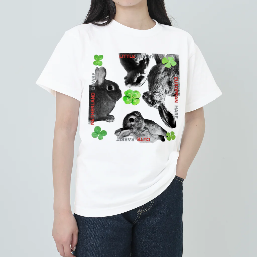 AngelRabbitsのDWARF BUNNY HARE RABBIT Heavyweight T-Shirt