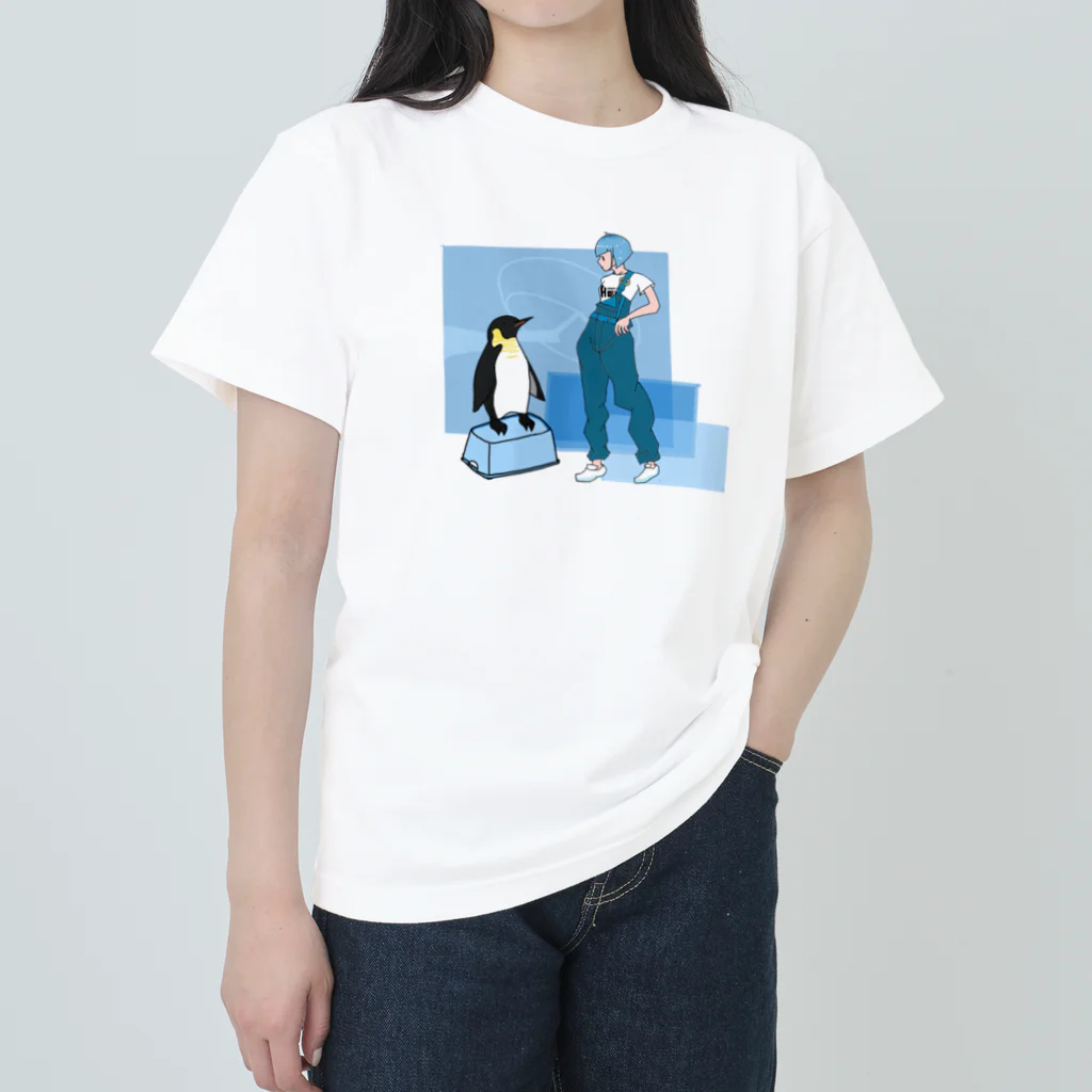 空飛ぶ眼鏡のぺんぎん Heavyweight T-Shirt