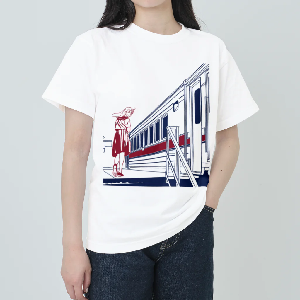 鳥辺　茜のある駅での風景 Heavyweight T-Shirt