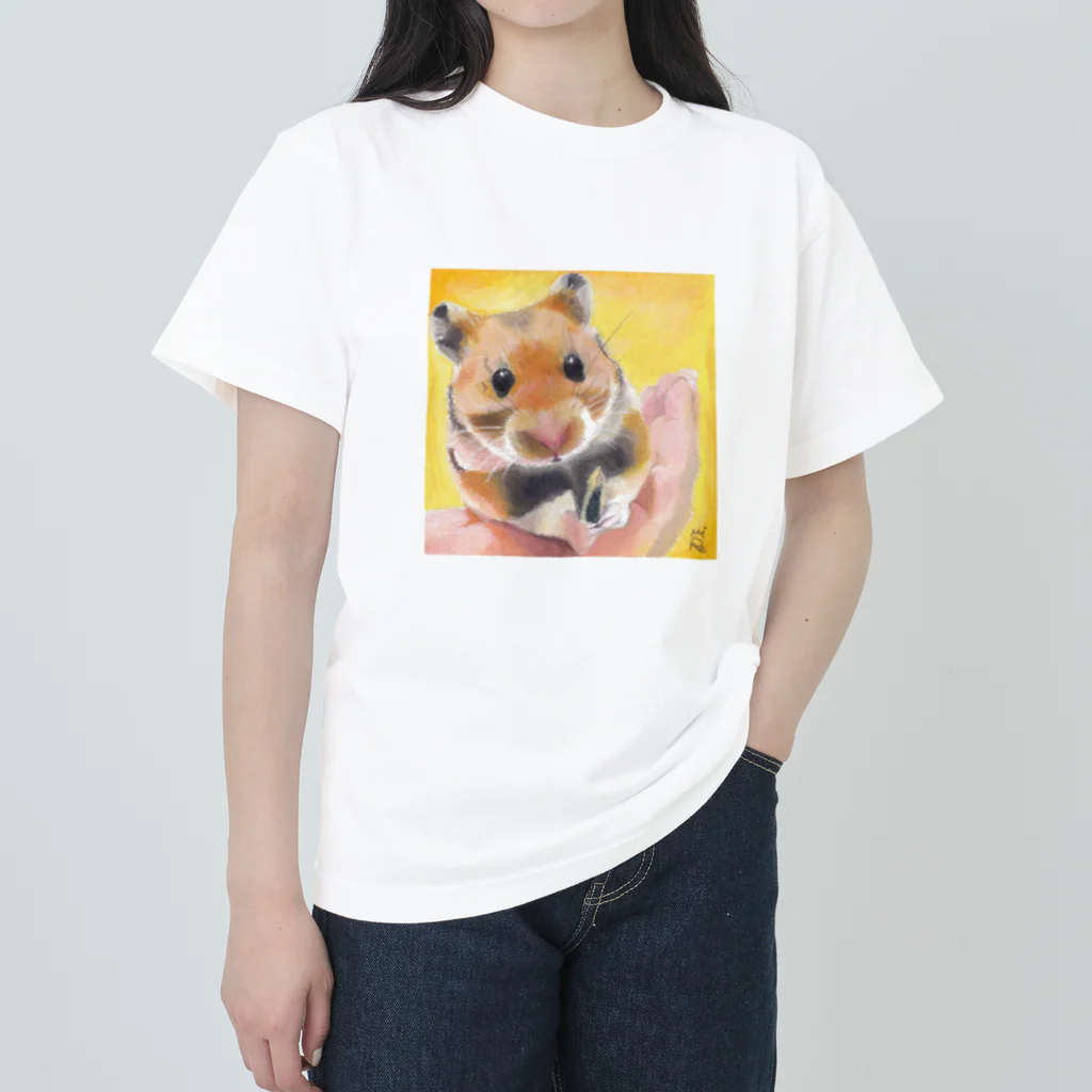 みるきち【ペットイラストアーティスト】の手乗りハムスター① ヘビーウェイトTシャツ