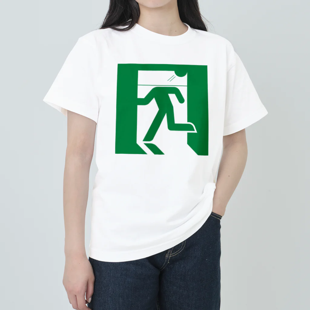 Hungry Freaksの【ホラーな公共サイン】恐怖の非情口 ヘビーウェイトTシャツ