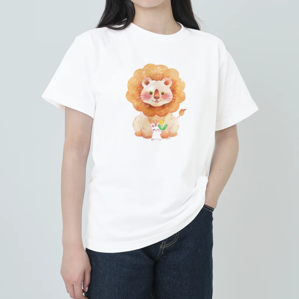 Yukie Shiratori (しらとり ゆきえ)のライオン君とネズミ君 ヘビーウェイトTシャツ