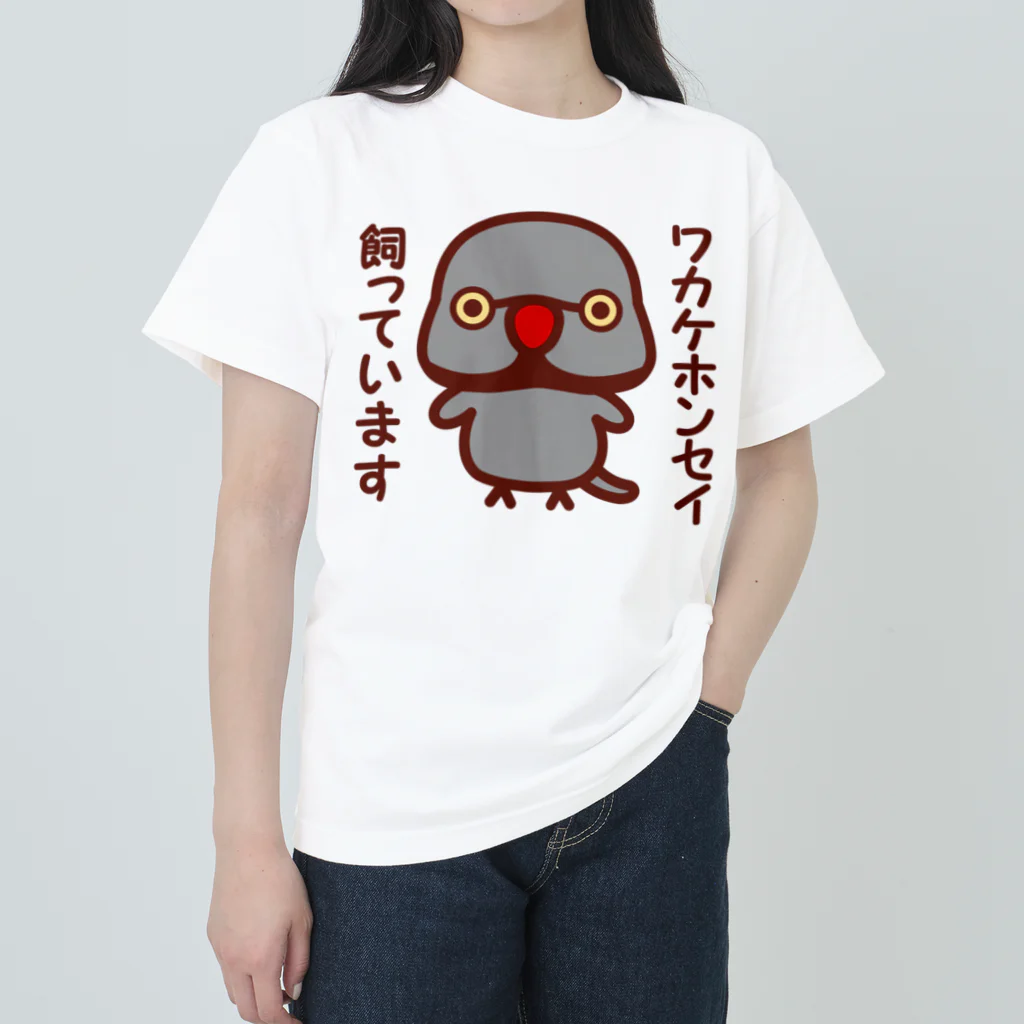 いんこ屋堂のワカケホンセイインコ飼っています（グレー♂） ヘビーウェイトTシャツ