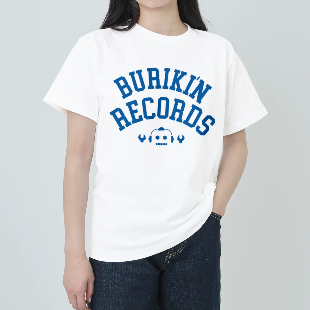 BURIKI'N RECORDSのブリキン定番ロゴ(スモーキーブルーロゴ) ヘビーウェイトTシャツ