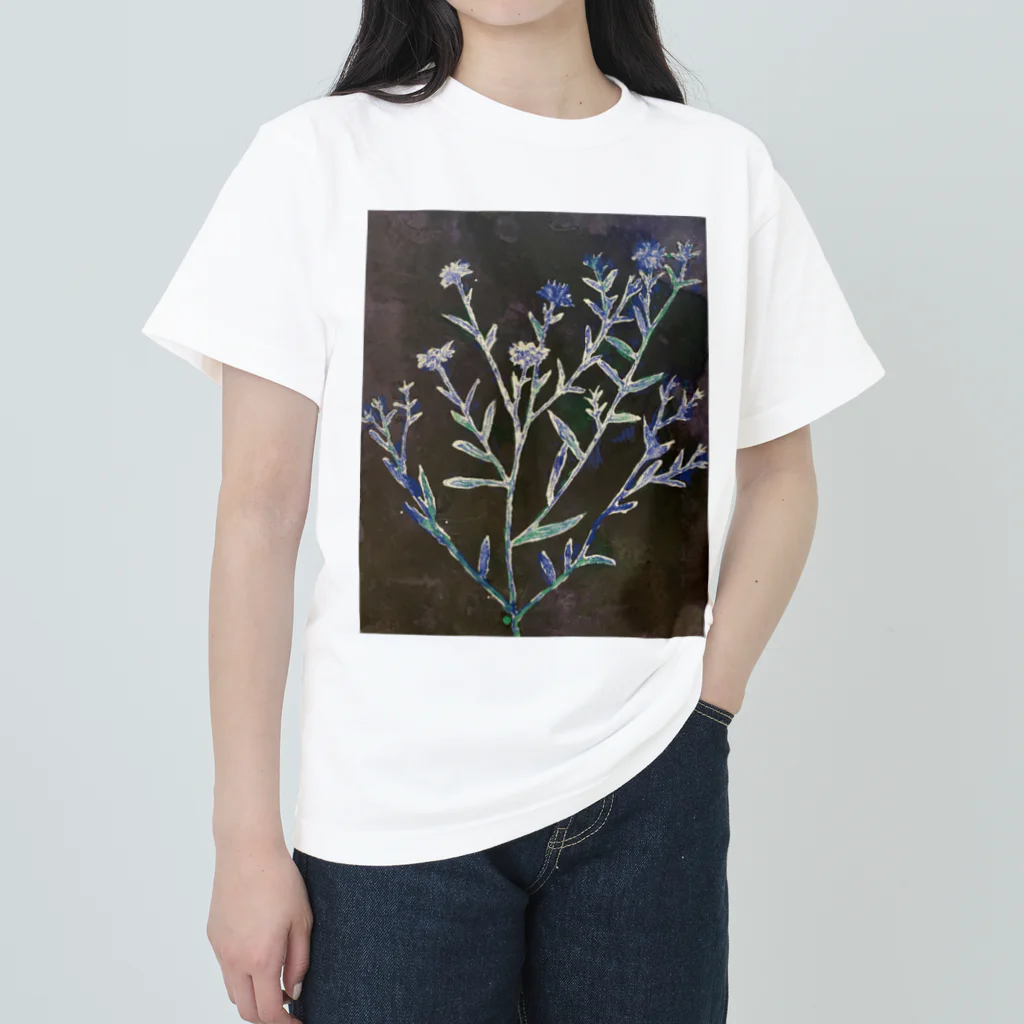 あおニャーマンの野菊 ヘビーウェイトTシャツ