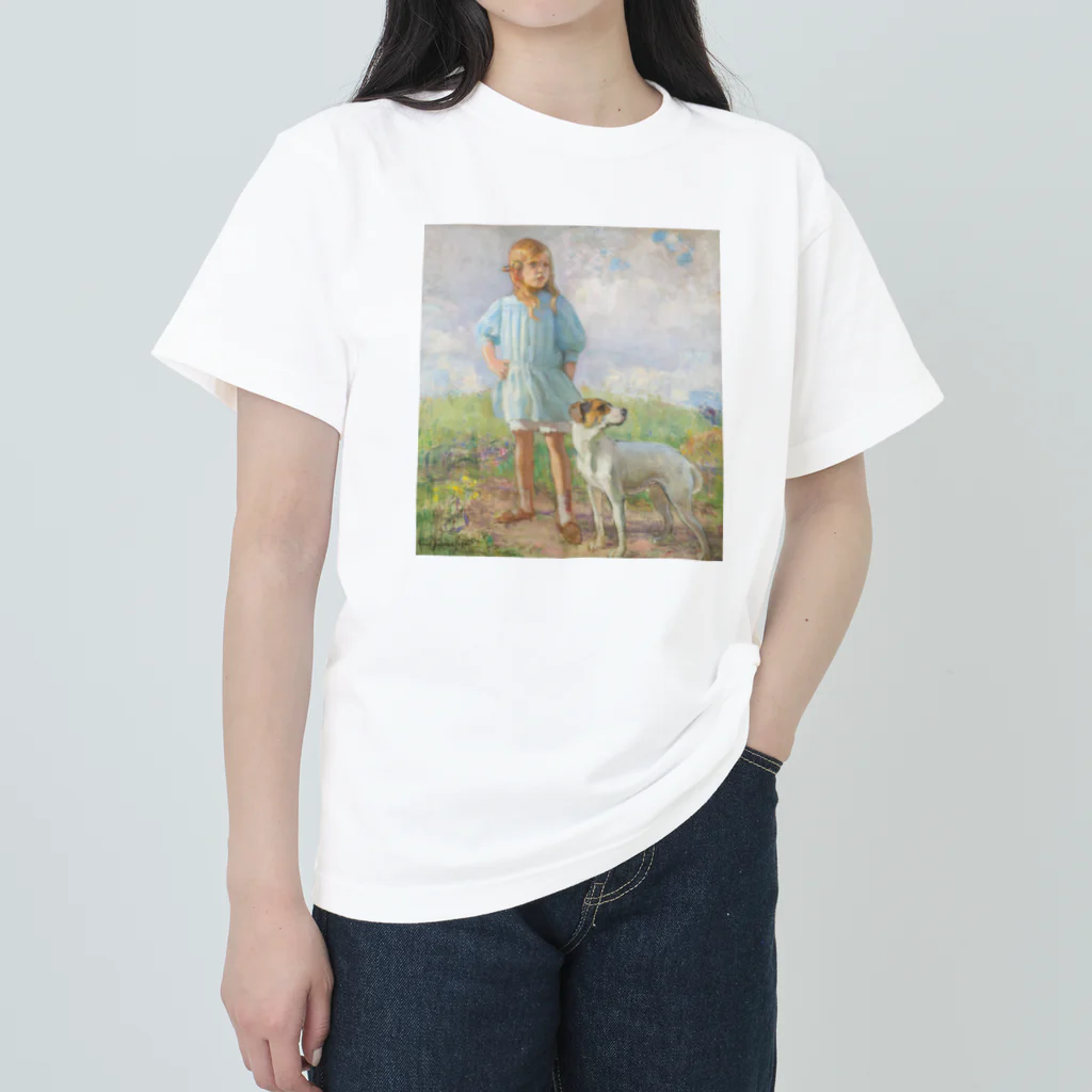 kaigaのエーロ・ヤルネフェルト 「少女と犬」 （1910） ヘビーウェイトTシャツ