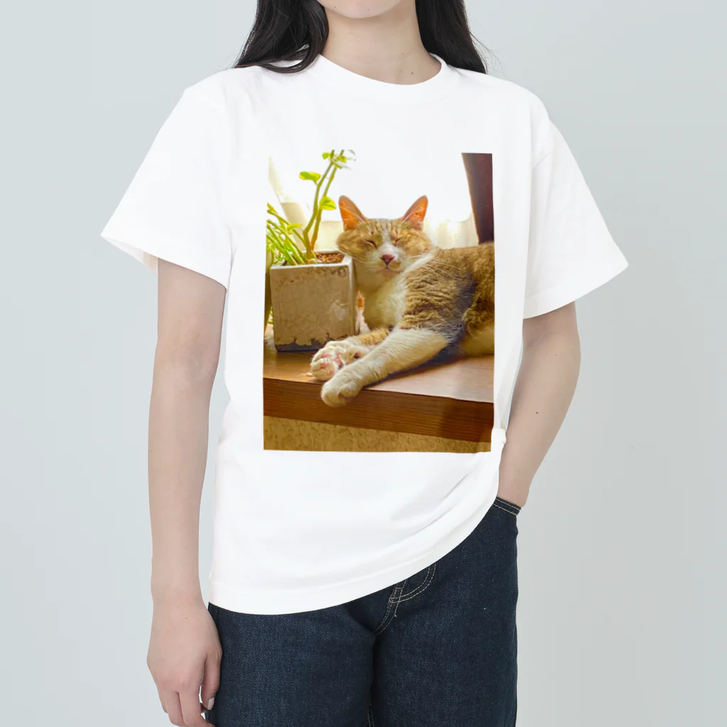wakabaの窓際で寝るマロ ヘビーウェイトTシャツ