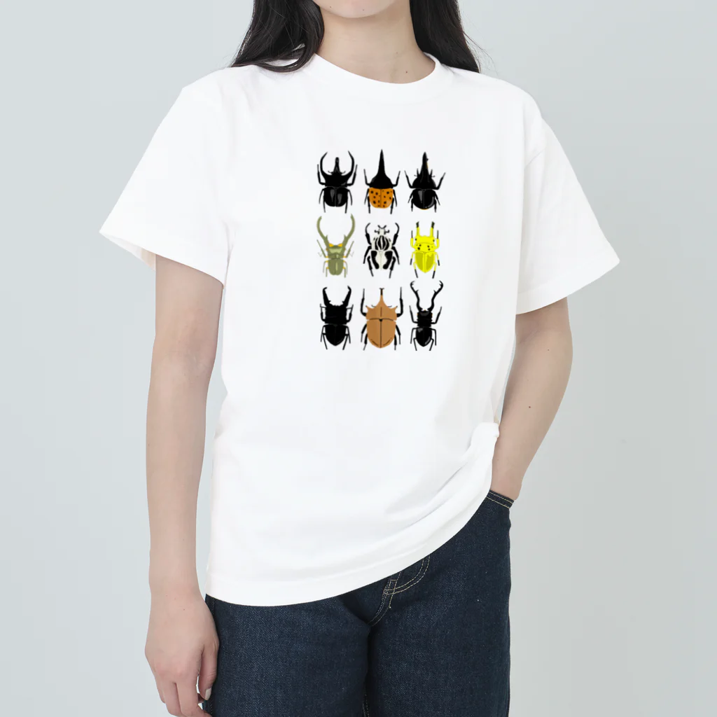 🐝KontyuMamaの世界のカブトムシクワガタ ヘビーウェイトTシャツ