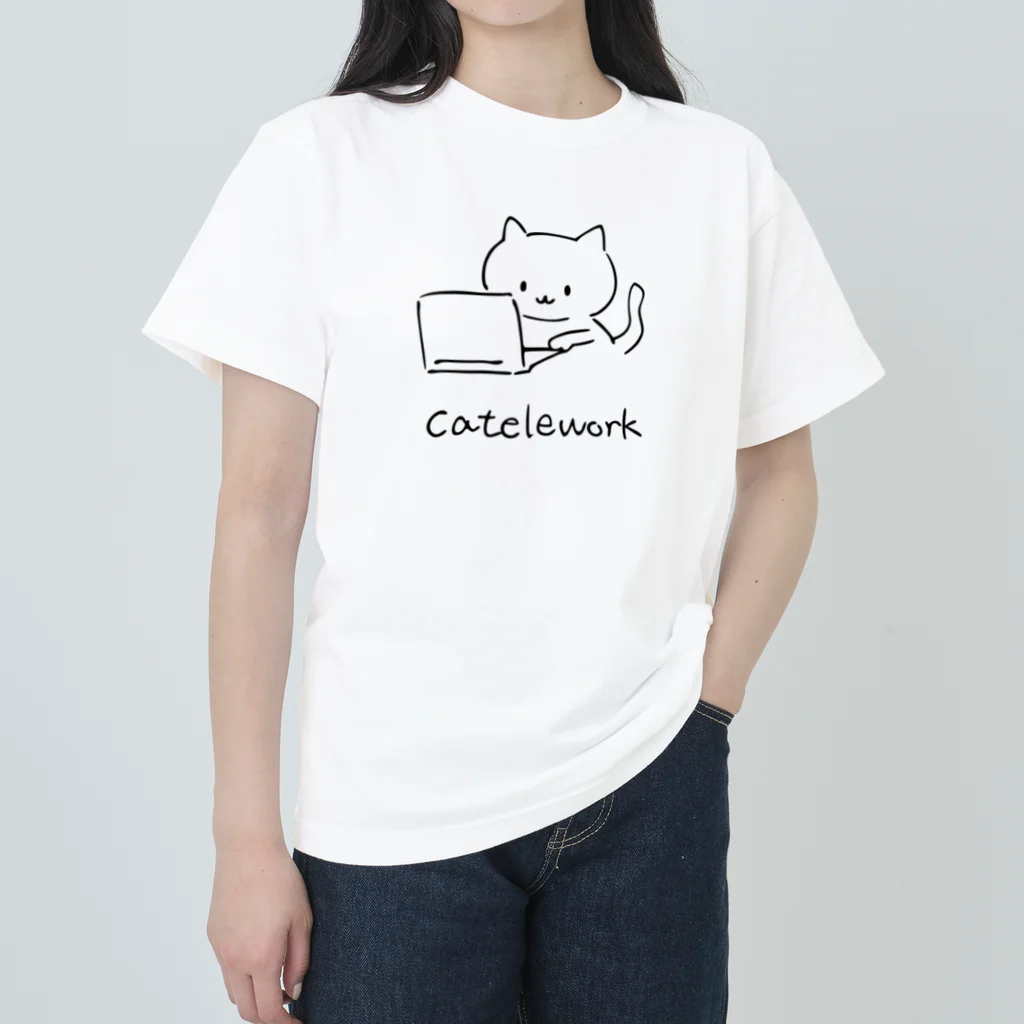 bonnnun ﾎﾞﾝﾇﾝのcatelework テレワークネコ Heavyweight T-Shirt