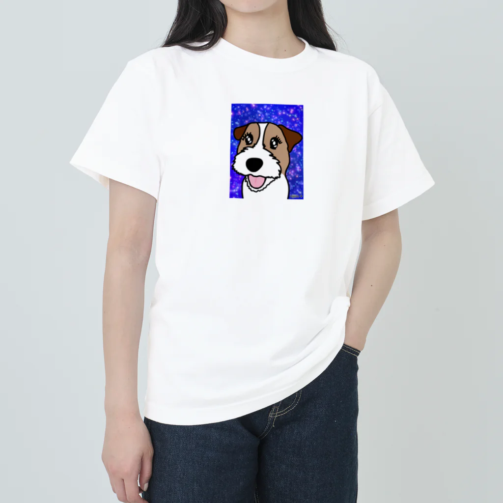 虹色PLUSの夜空を見上げて　ジャックラッセルテリア犬 Heavyweight T-Shirt