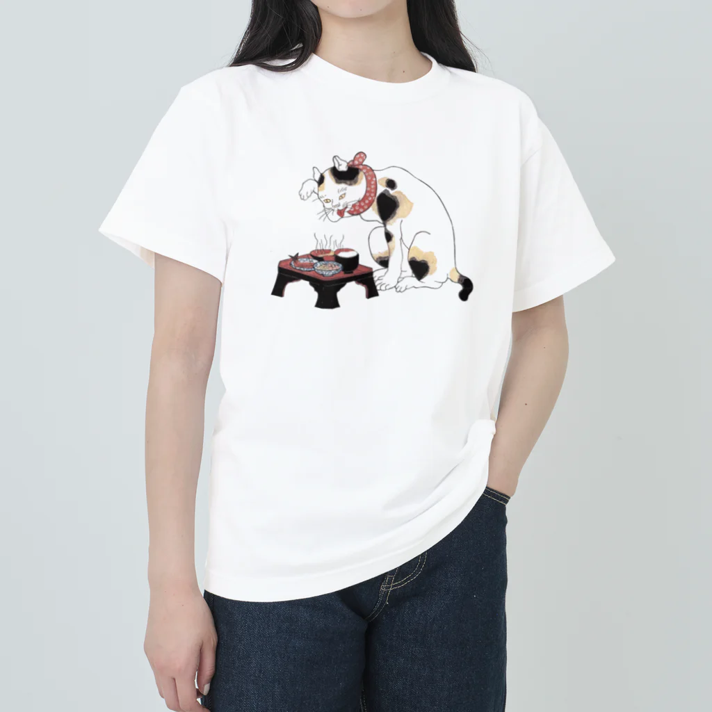 ねこ山うさぎの猫のご馳走🐱 Heavyweight T-Shirt