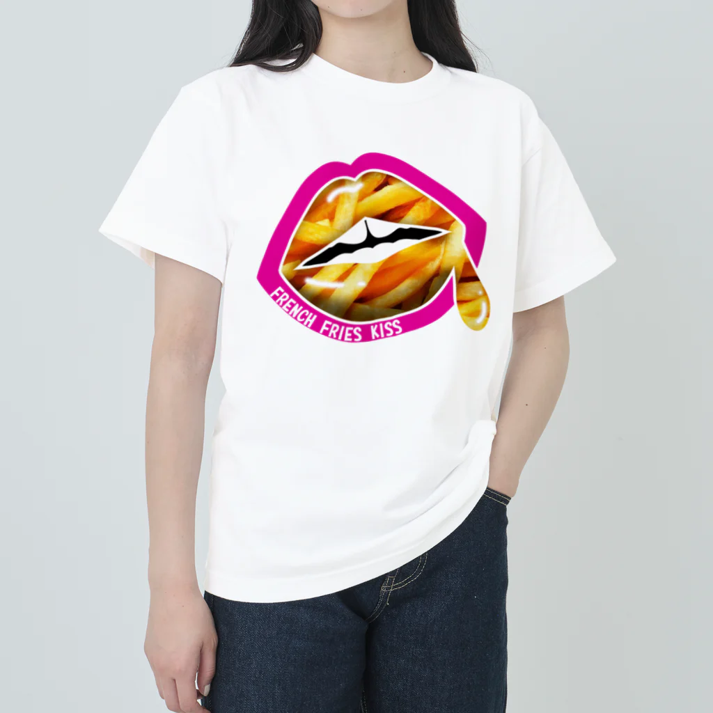 daddy-s_junkfoodsのFRENCH FRIES KISS - PINK Heavyweight T-Shirt