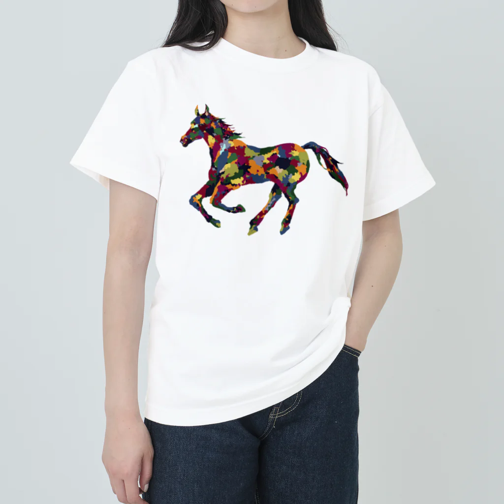 meiroのカラフルなホース ヘビーウェイトTシャツ