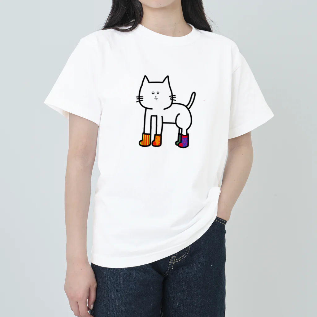 すしマウンテンのくつ下の猫 ヘビーウェイトTシャツ