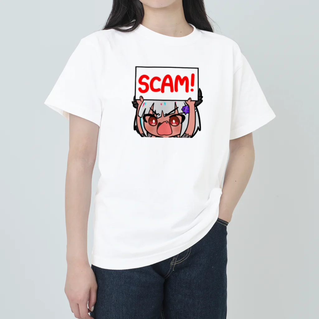 MEGAMIオフィシャルグッズショップ SUZURI支店のDevil "SCAM ALERT!" Heavyweight T-Shirt