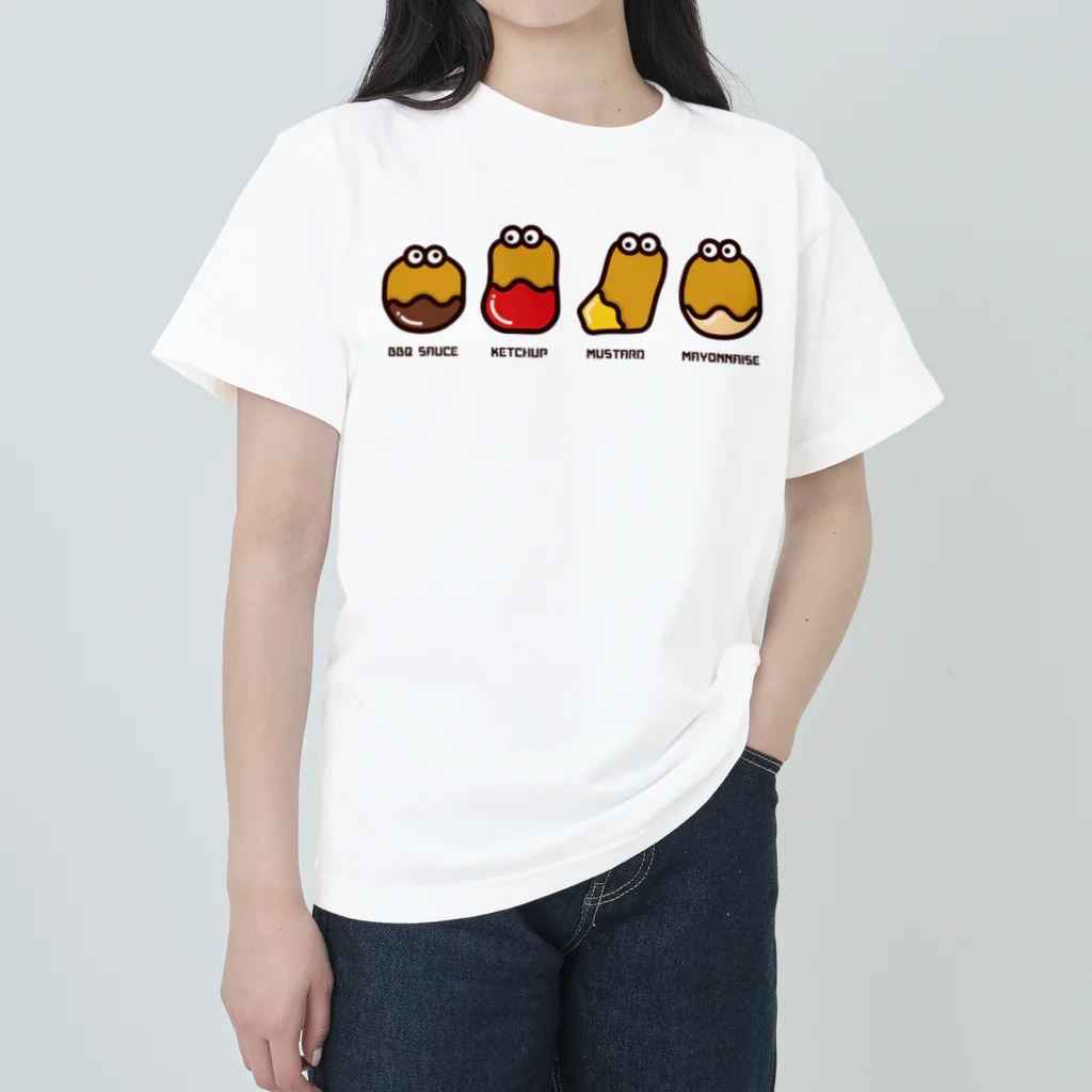 高堂玲/イラストの方のチキンナゲット４兄弟 ヘビーウェイトTシャツ