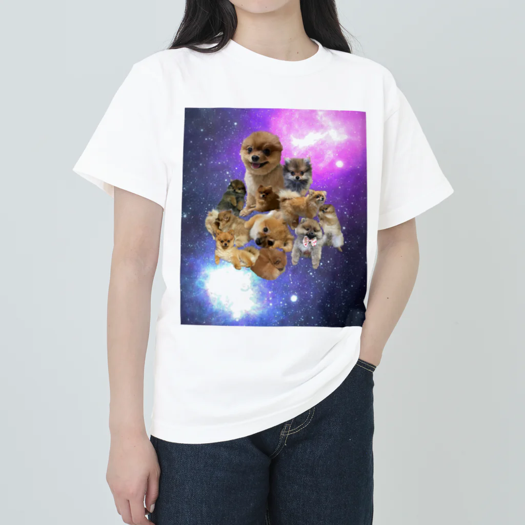 ポメラニアンやさんの宇宙犬 ヘビーウェイトTシャツ