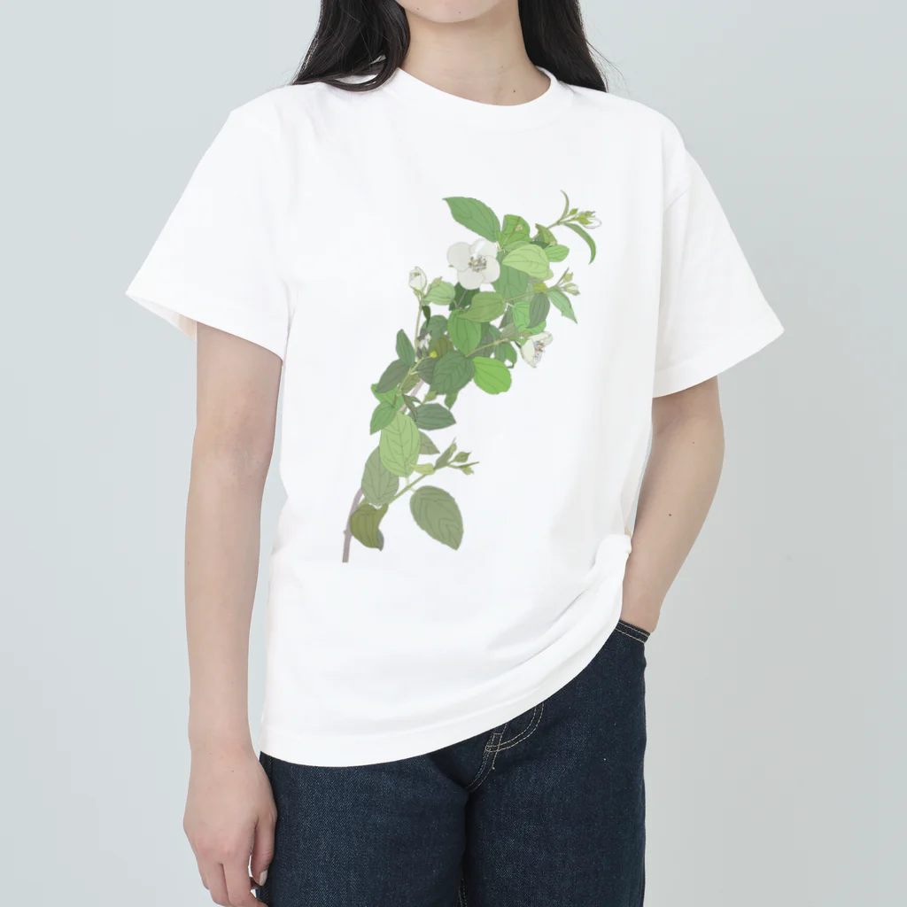 植物の絵師「洋子」の店の梅花空木 ヘビーウェイトTシャツ