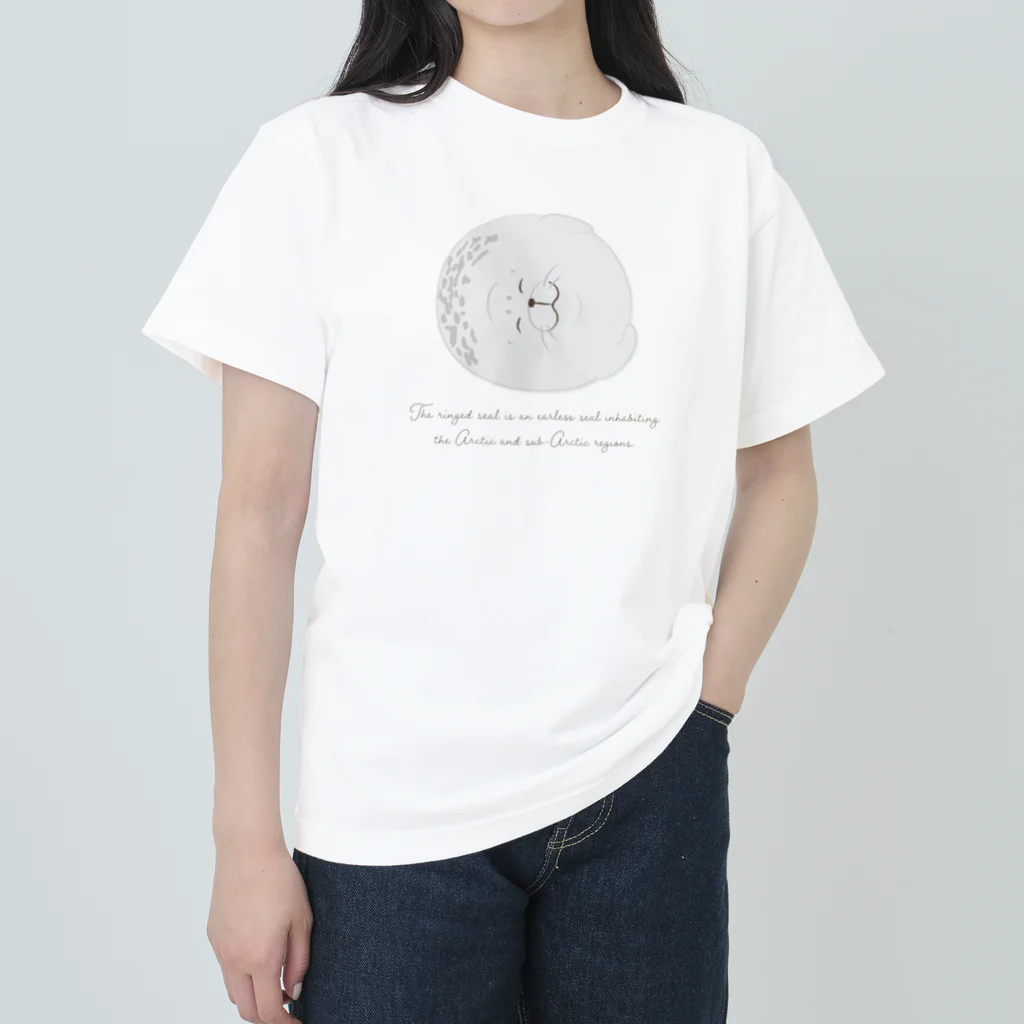 chiho_seal_shopのスヤスヤ ワモンアザラシ sleeping ringed seal Heavyweight T-Shirt