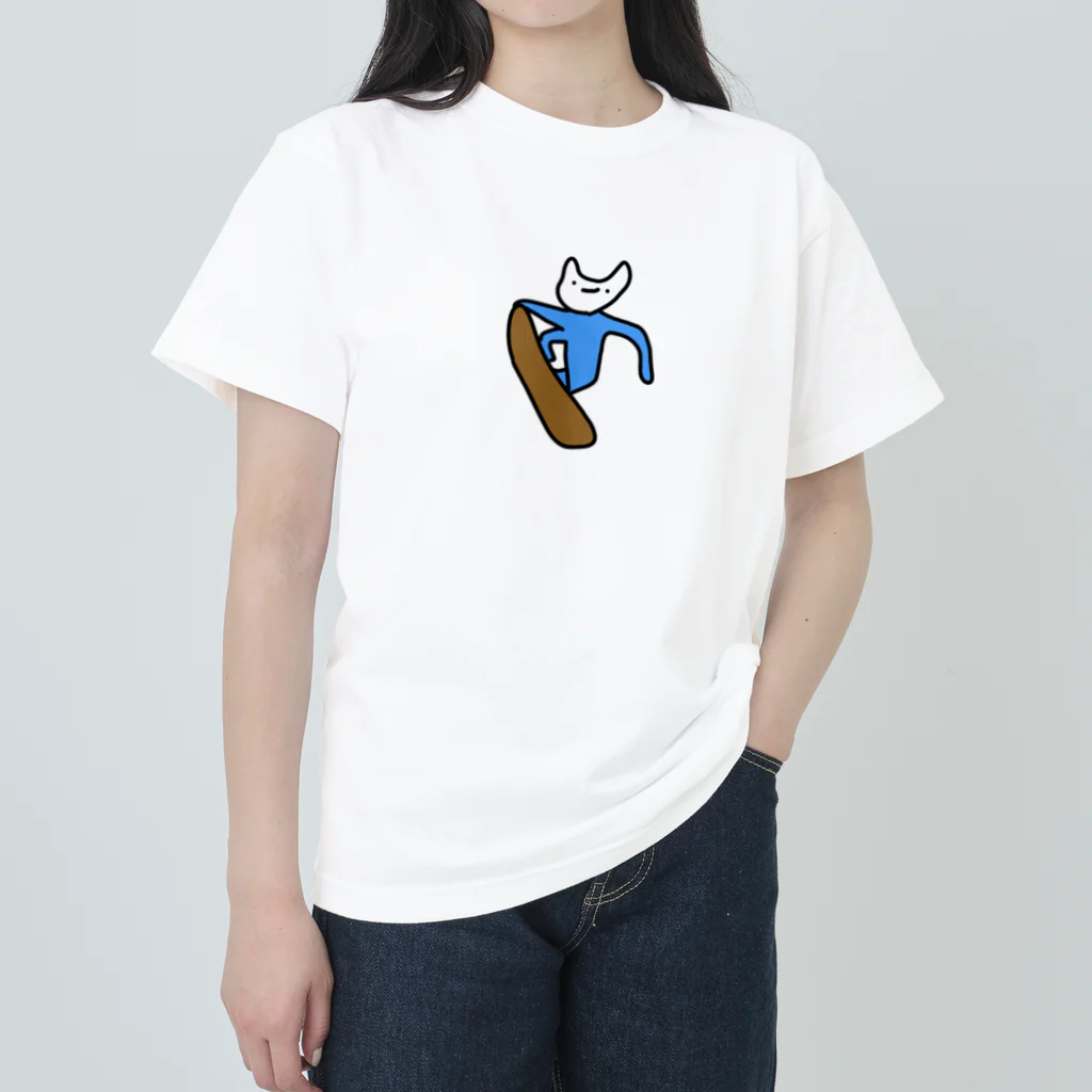 ライアンおかだのすのぼーをするねこです ヘビーウェイトTシャツ