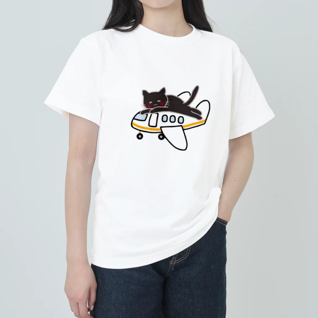 momo-nonoのもちもちほっぺのねこ ヘビーウェイトTシャツ