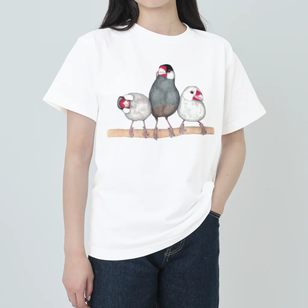 森図鑑の[森図鑑] 三羽文鳥 ヘビーウェイトTシャツ