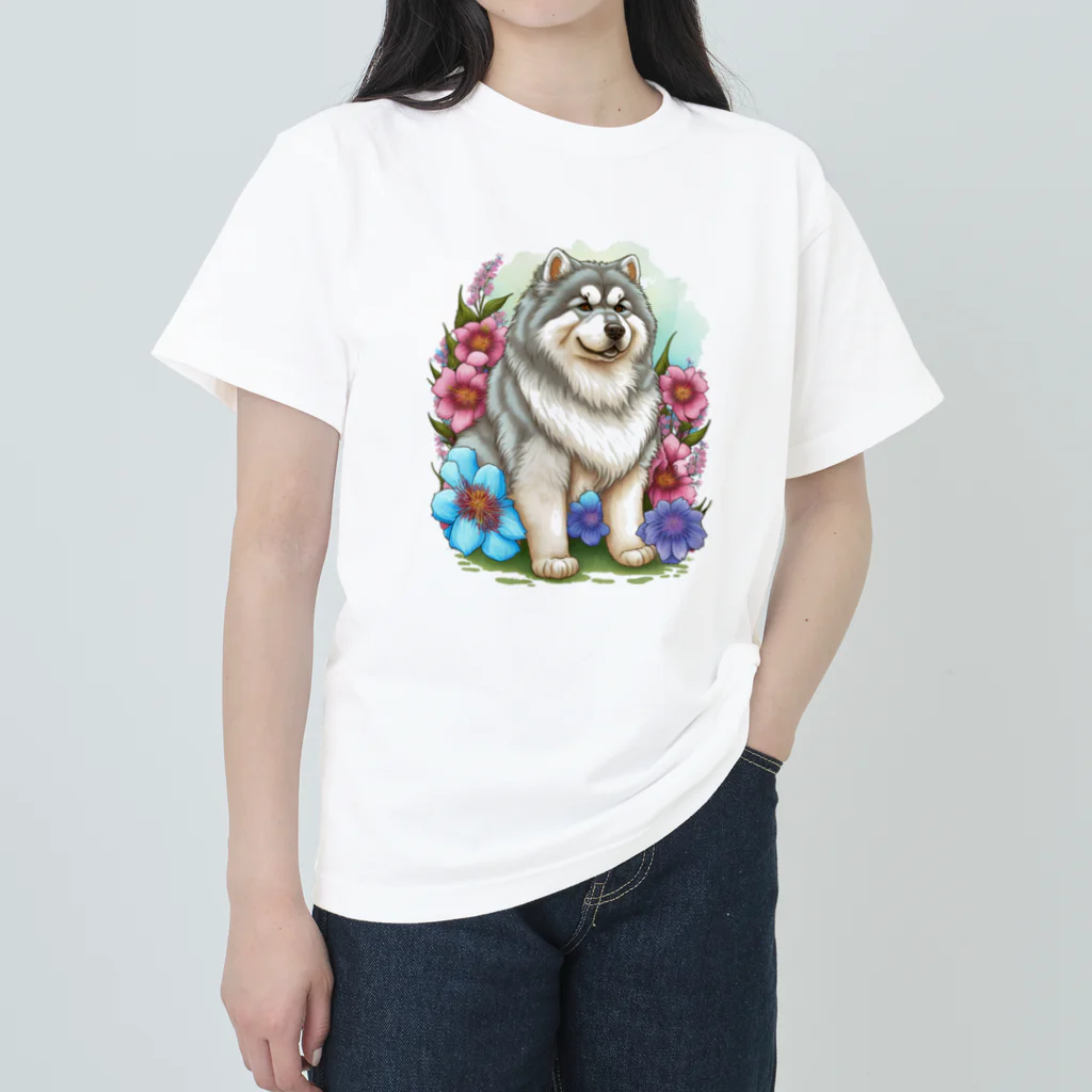 znbmsrrの花アラスカの子犬。 愛犬家のためのキュートなデザイン。 Heavyweight T-Shirt