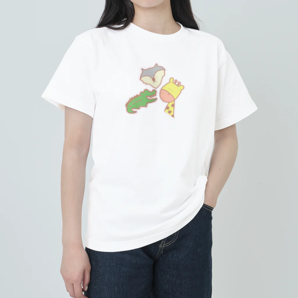 chikoショップのわに おおかみ きりん Heavyweight T-Shirt