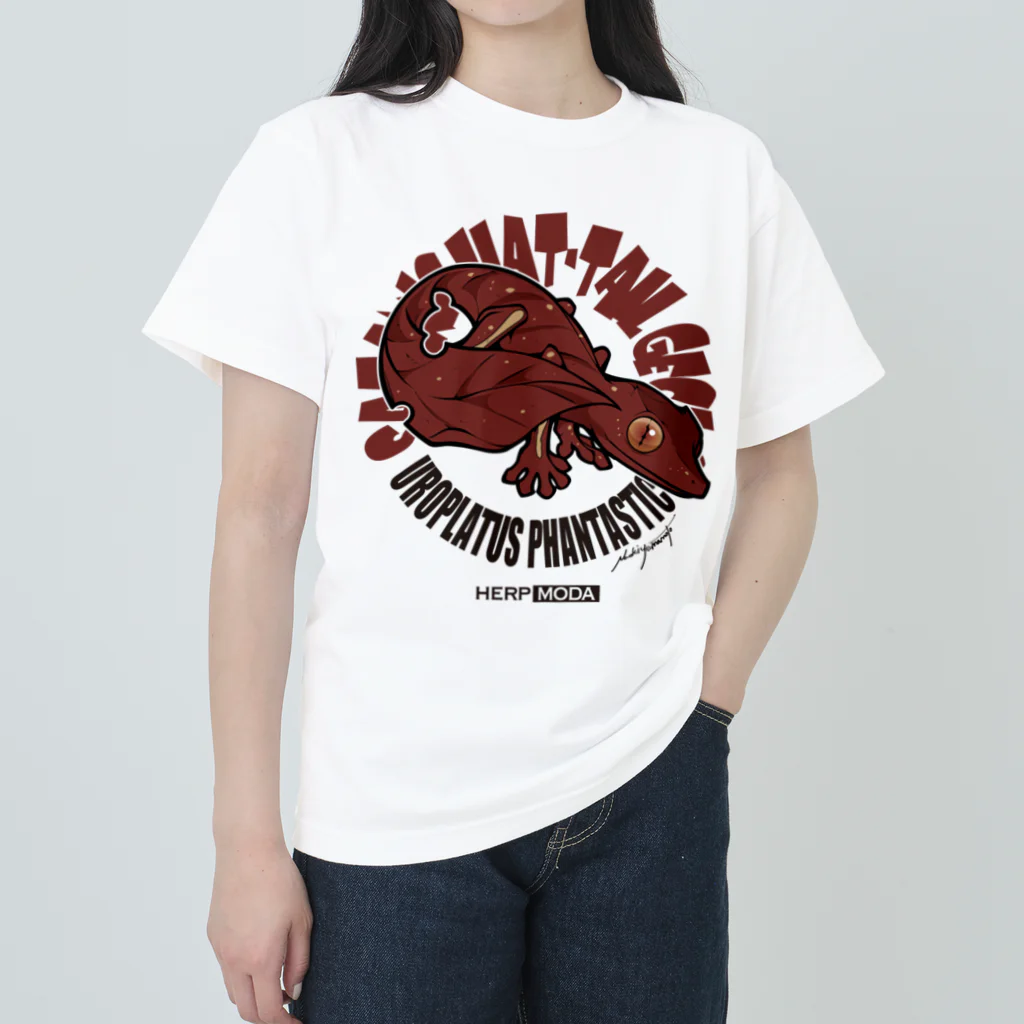 HERP MODA by ヤマモトナオキのエダハヘラオヤモリ/レッド ヘビーウェイトTシャツ