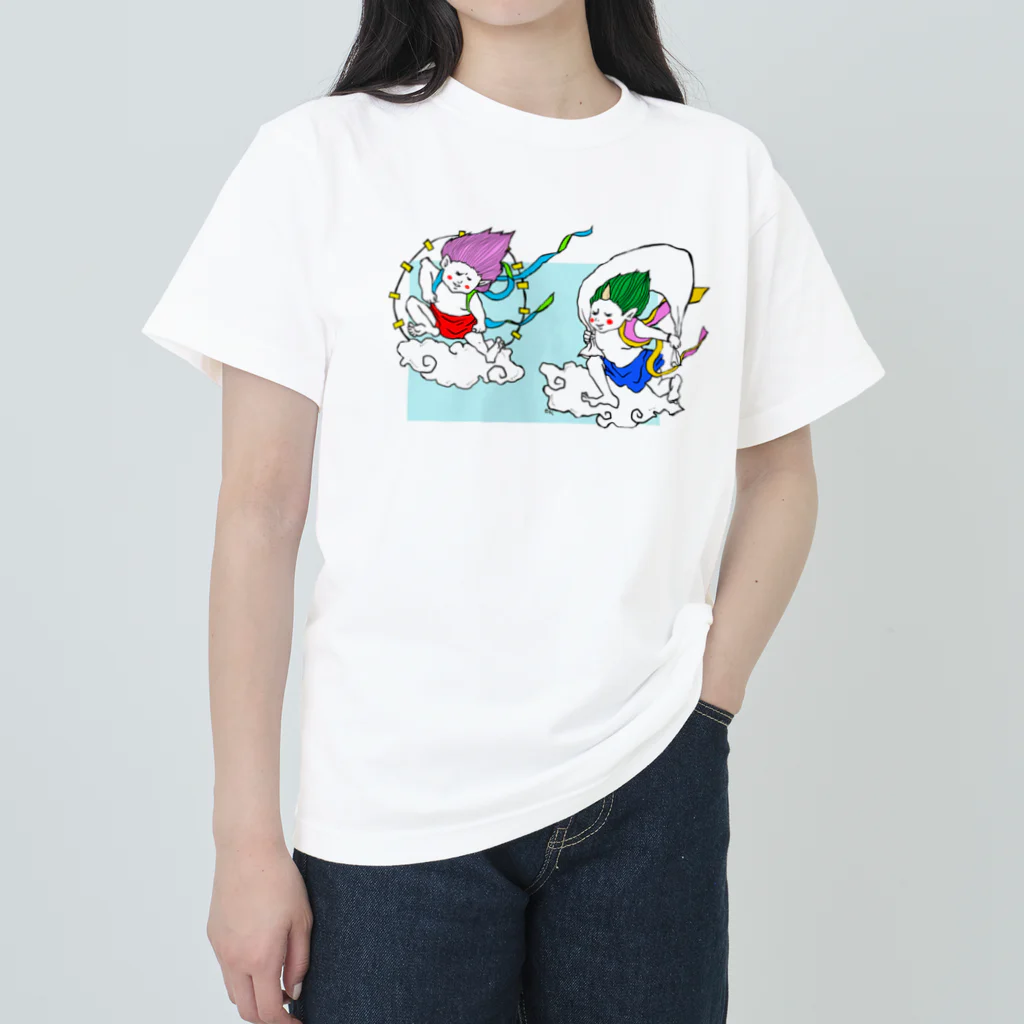 yamamotoeriのヤマモトエリ　ふうじんらいじん(ブルー) ヘビーウェイトTシャツ