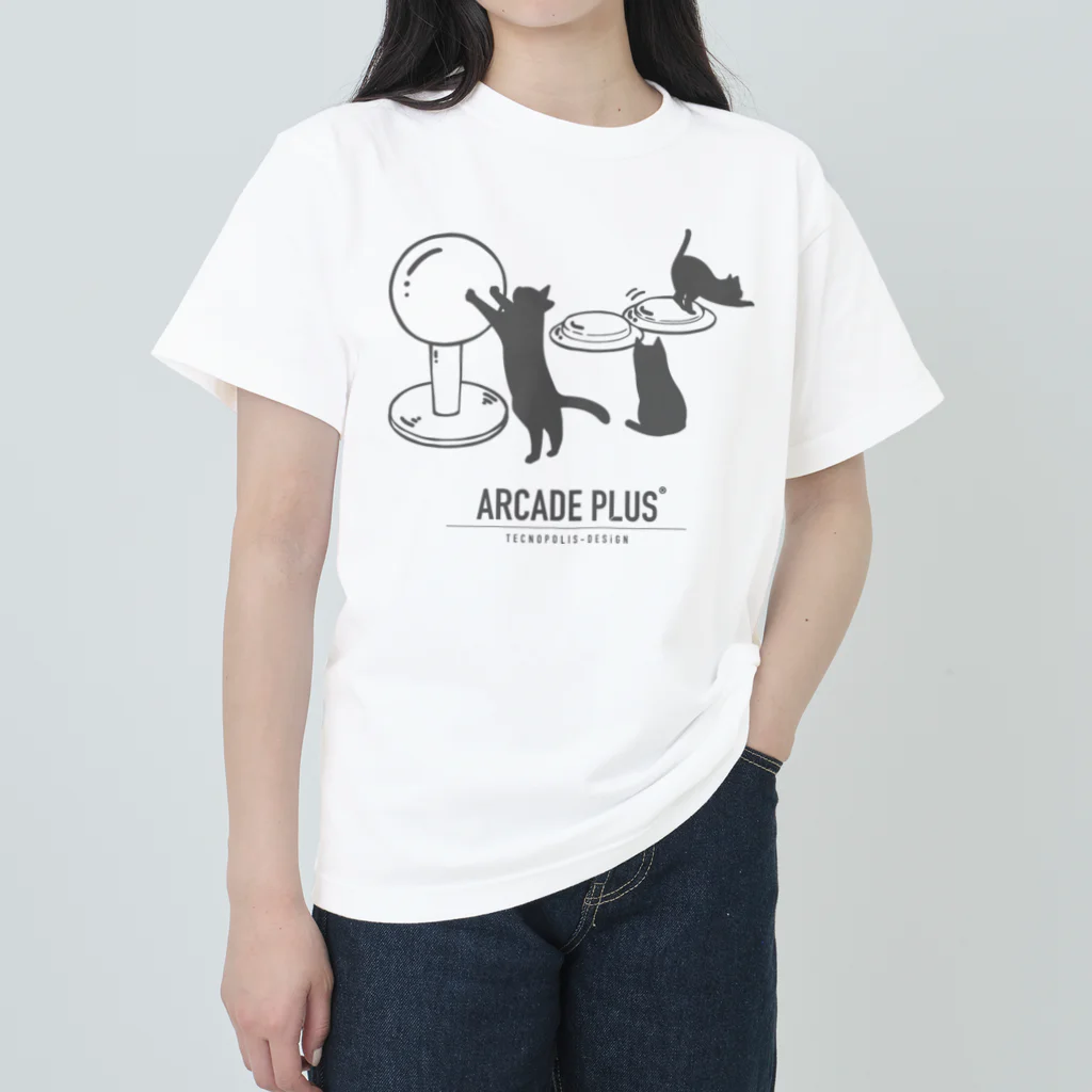 テクノポリスデザインのコンパネ猫（ARCADE_PLUS） ヘビーウェイトTシャツ