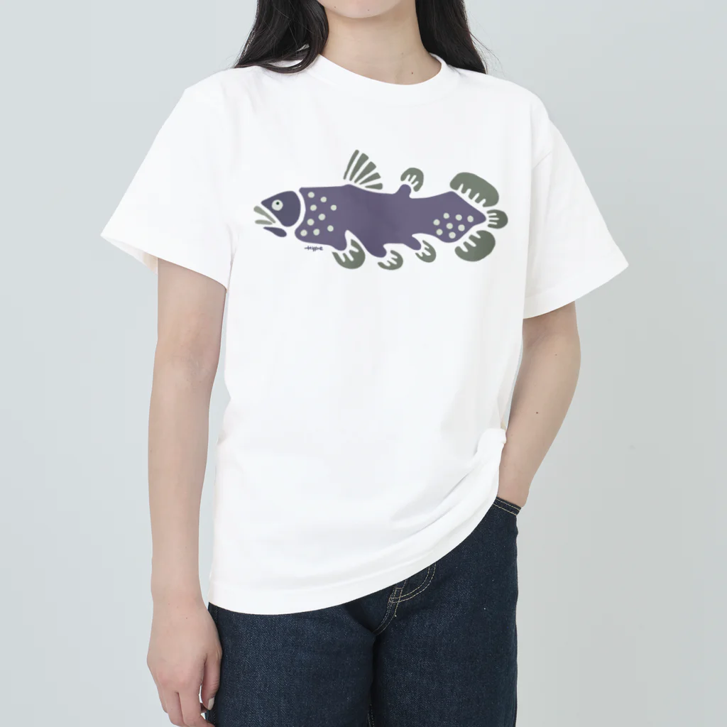 ひっぺ＊絵描き🤪の深海魚シリーズ「シーラカンス」実物の色に近づけたよ ヘビーウェイトTシャツ