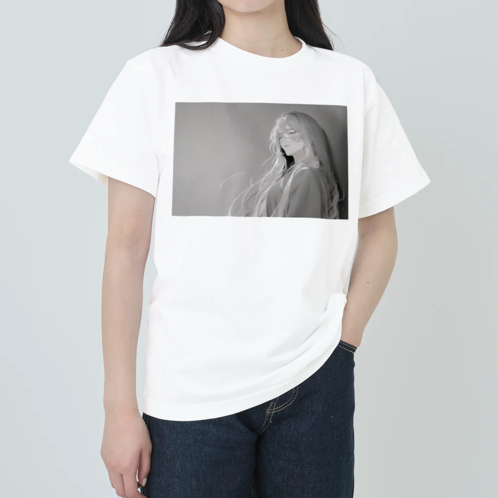 紅崎重工のモノクロ少女 Heavyweight T-Shirt