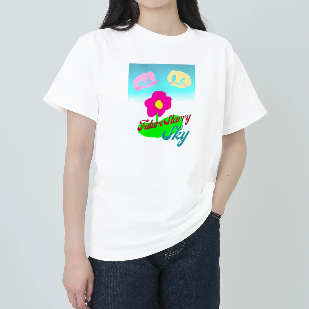 Future Starry Skyのお花と雲🌼☁ ヘビーウェイトTシャツ