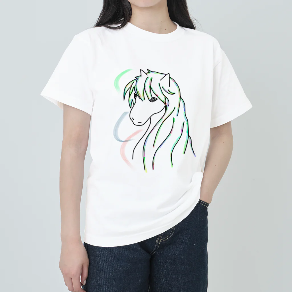 greetenの馬　カラフルラインアート　 ヘビーウェイトTシャツ