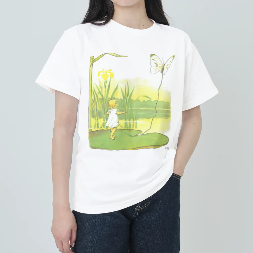 かえる商店の蝶とおやゆびひめ by Elsa Beskow ヘビーウェイトTシャツ