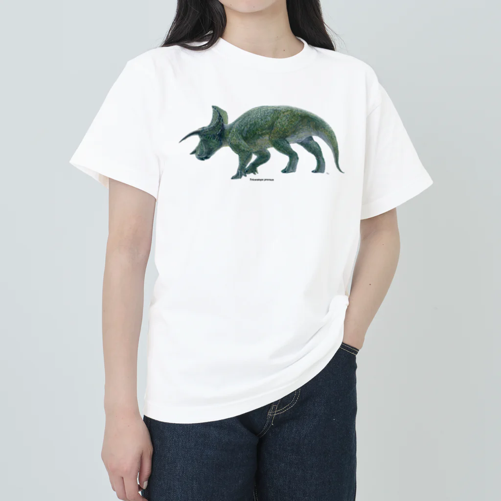 segasworksのTriceratops prorsus(トリケラトプス ・プロルスス)着彩画 ヘビーウェイトTシャツ