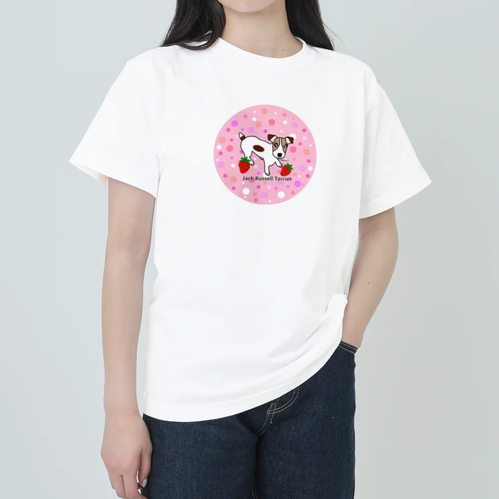 虹色PLUSのジャックラッセルテリアと苺 Heavyweight T-Shirt